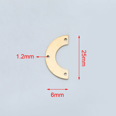 20pcs Raw Brass Fan Charm Connectors, Solid Brass Pendants Wholesale (RB-150)