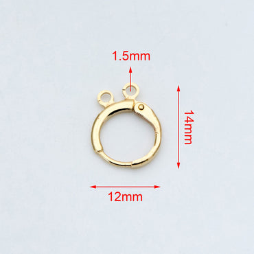 20pcs Raw Brass Round Leverback Earrings, Brass Ear Hooks with Two Loops (RB-152)