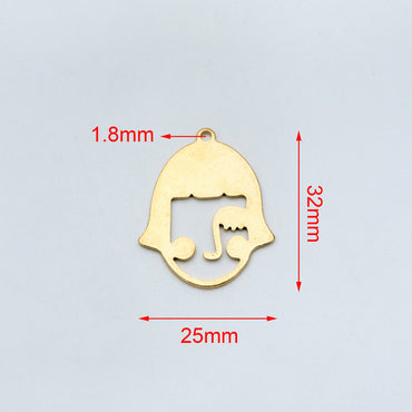 10pcs Raw Brass Face Outline Charms 32x25mm, Vintage Styled Face Pendants Wholesale (RB-153)