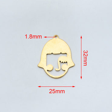 10pcs Raw Brass Face Outline Charms 32x25mm, Vintage Styled Face Pendants Wholesale (RB-153)