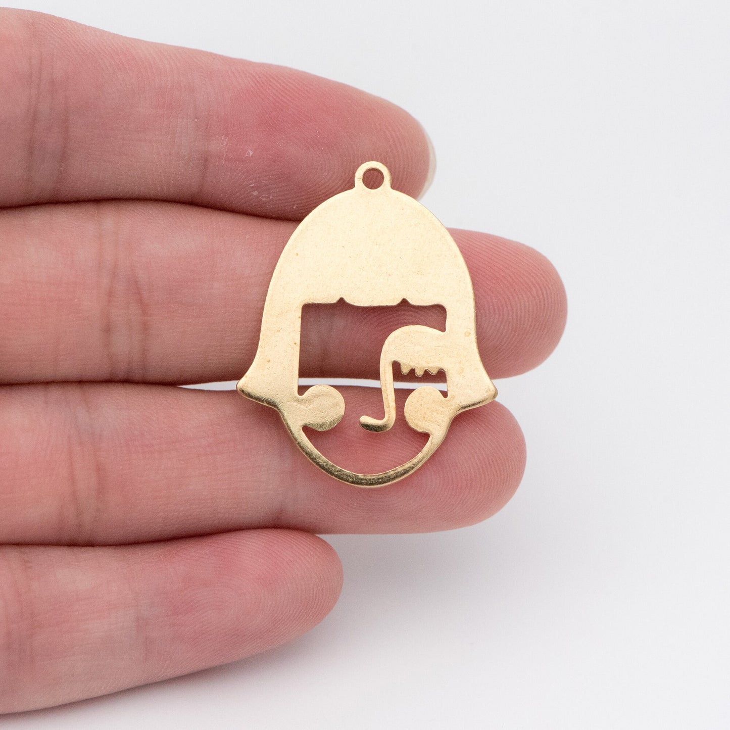 10pcs Raw Brass Face Outline Charms 32x25mm, Vintage Styled Face Pendants Wholesale (RB-153)
