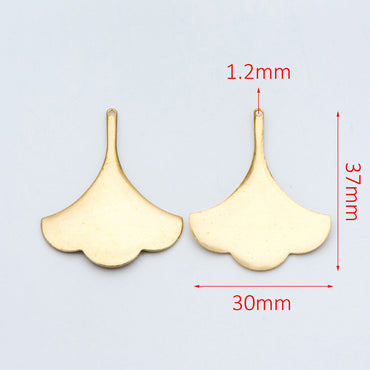 10pcs Raw Brass Leaf Charm Pendants 37x30mm, Brass Findings Wholesale (RB-111)