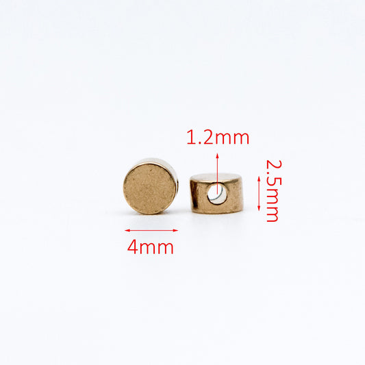 50pcs Raw Brass Round Coin Spacer Beads, 4/ 5/ 7/ 10mm Multi Size (RB-106)