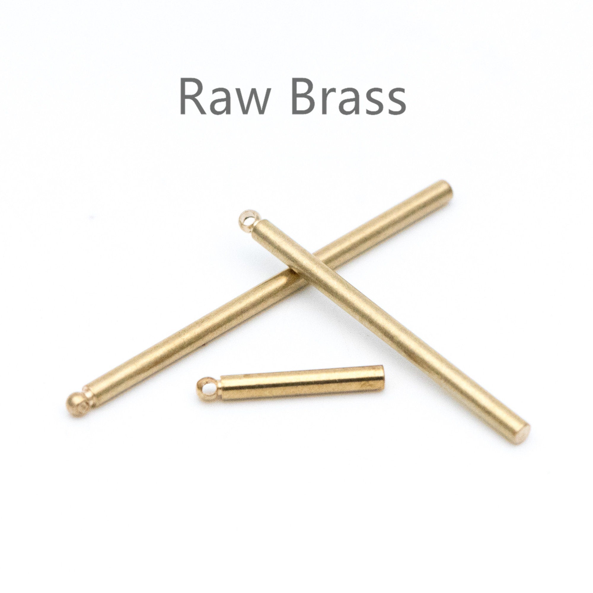 20pcs Raw Brass Bar Tube Charm Pendants, Multi Size 20/ 30/ 40mm by 2mm Thick (RB-105)