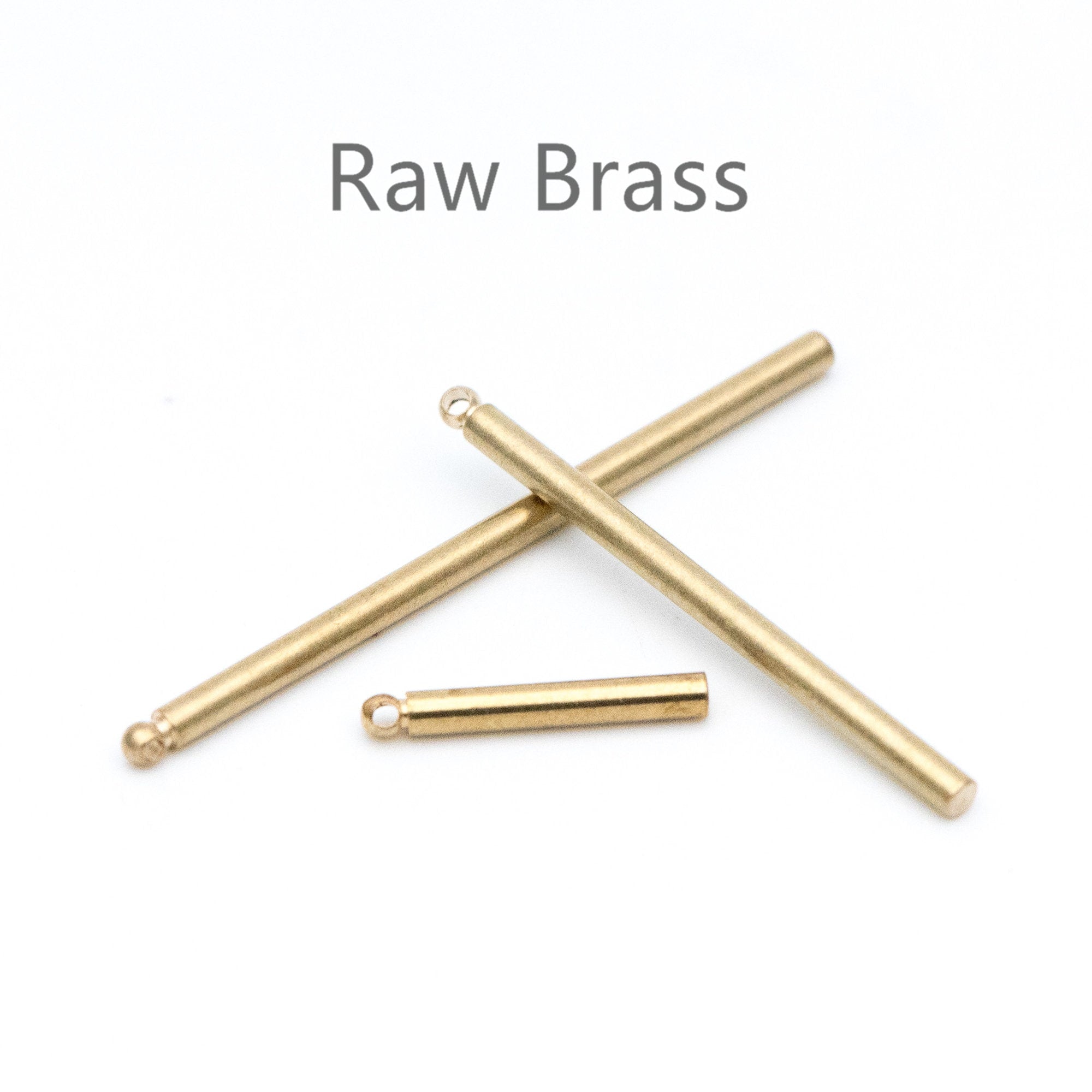 20pcs Raw Brass Bar Tube Charm Pendants, Multi Size 20/ 30/ 40mm by 2mm Thick (RB-105)