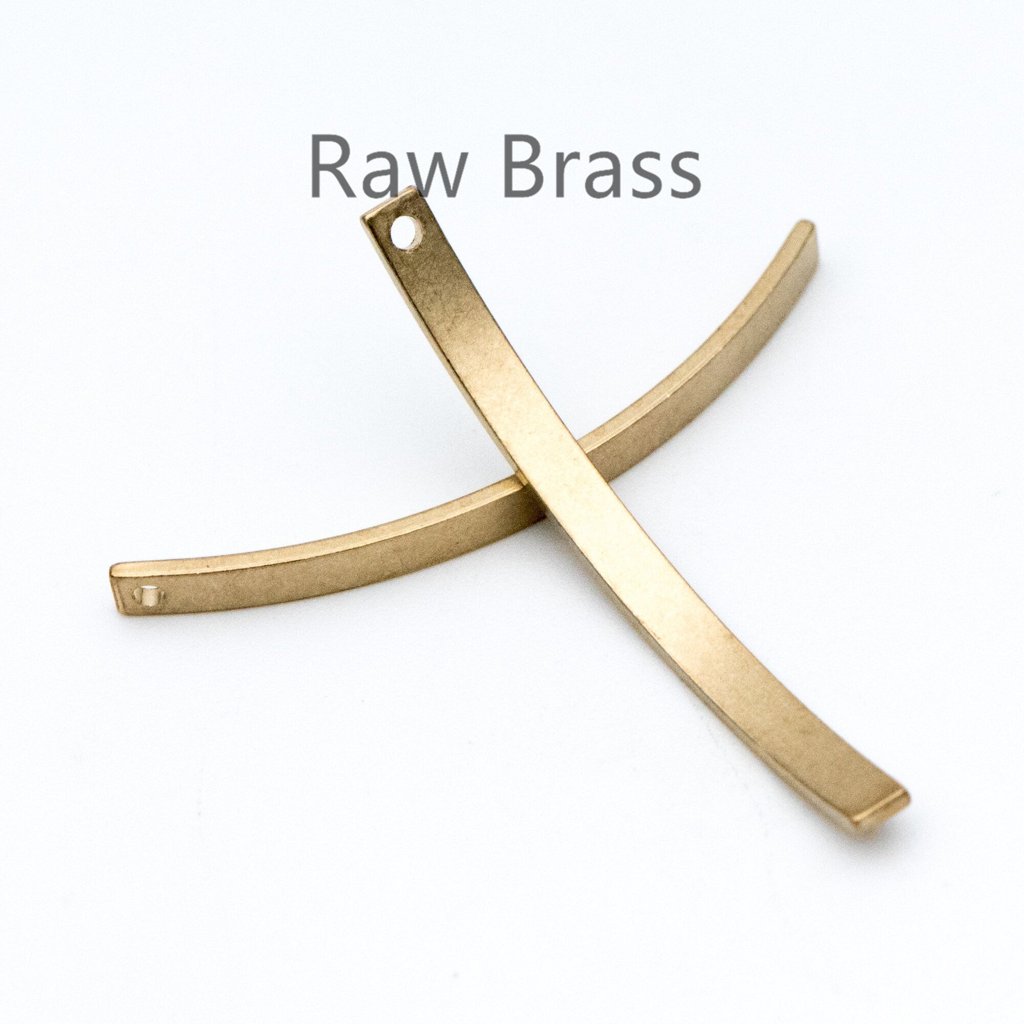 20pcs Raw Brass Curved Bar Charm Pendants 36x3mm (RB-103)