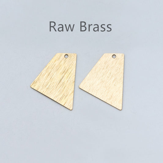 20pcs Raw Brass Geometric Charms, Brush Brass Pendants 24x20mm, Brass Findings Wholesale (RB-156)