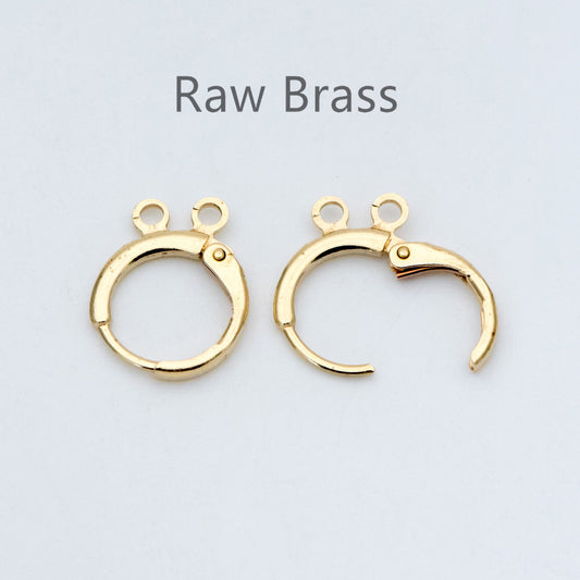 20pcs Raw Brass Round Leverback Earrings, Brass Ear Hooks with Two Loops (RB-152)
