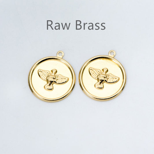 20pcs Raw Brass Bird Charms 19x17mm, Bird Earring Pendants, Brass Findings Wholesale (RB-143)