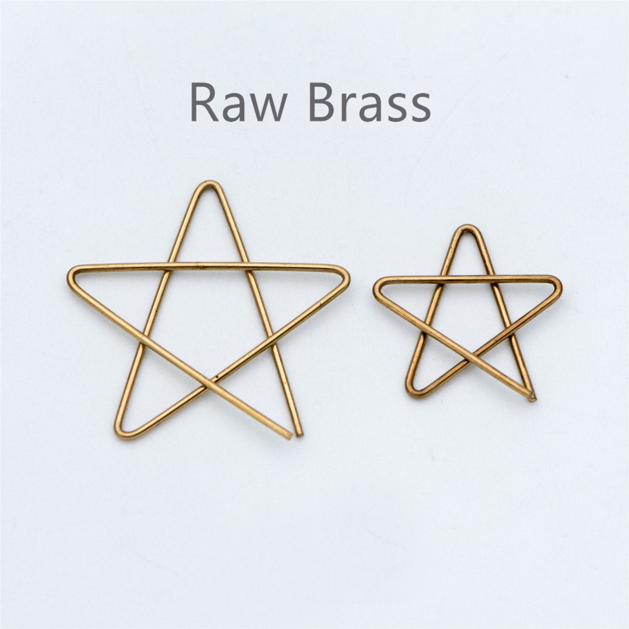 20pcs Raw Brass Wire Star Charm Pendants, 18mm/ 27mm (RB-132)