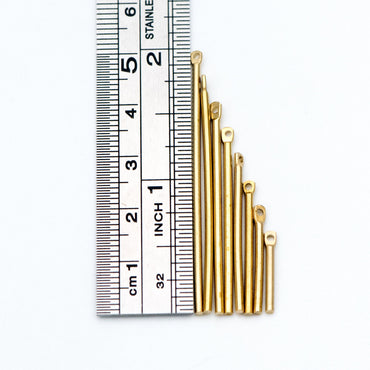 50pcs Raw Brass Bar Pendant, Yellow Brass Tube Charms Wholesale, 15-50mm Long by 1.5mm Thick, Multi Size (RB-177)