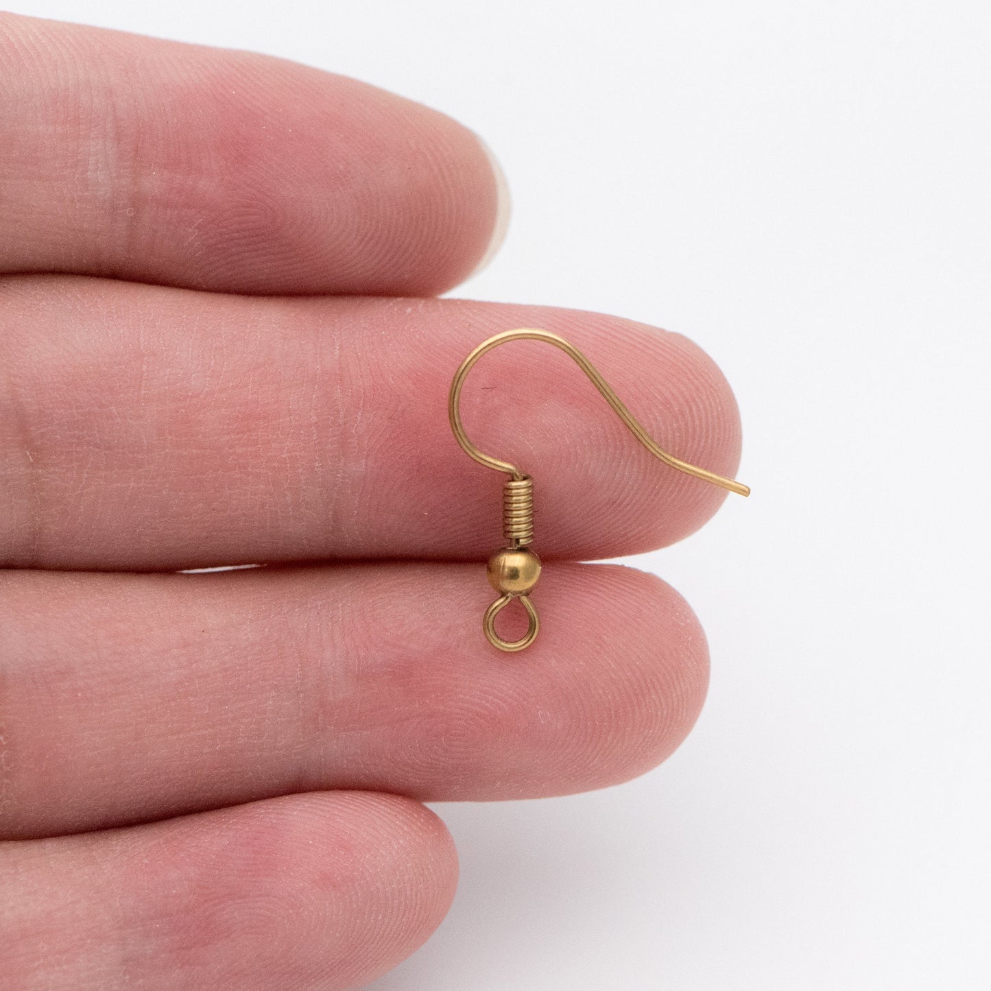 100pcs Raw Brass Earring Hooks, Ear Wire Findings Wholesale (RB-179)