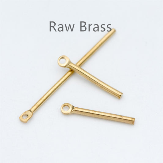 100pcs Raw Brass Bar Charms, Long Tube Pendants, 15x1.2mm/ 25x1mm (RB-131)
