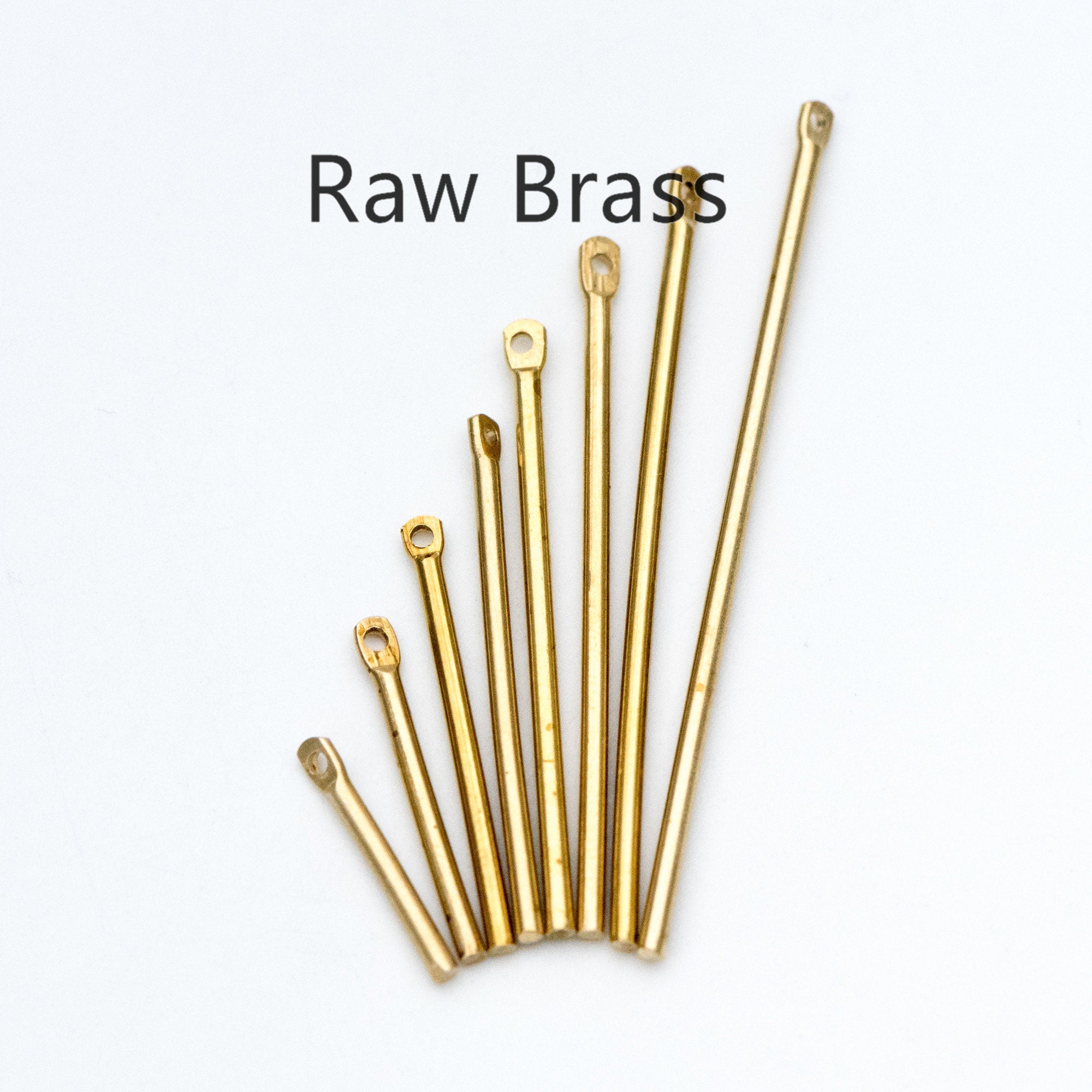 50pcs Raw Brass Bar Pendant, Yellow Brass Tube Charms Wholesale, 15-50mm Long by 1.5mm Thick, Multi Size (RB-177)