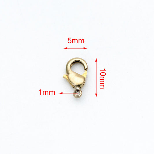 30pcs Raw Brass Lobster Clasps 10mm/ 12mm, DIY Jewelry Making Supplies Wholesale (RB-174)