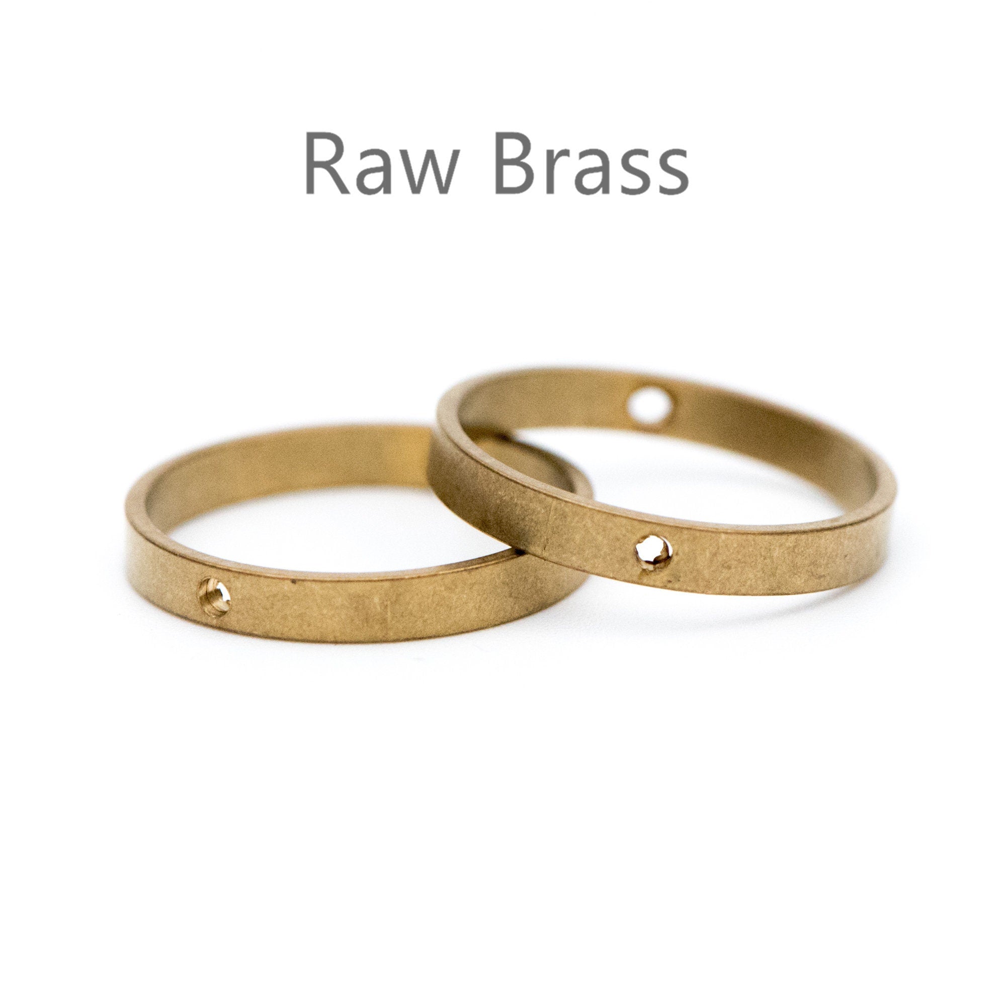 20pcs Raw Brass Round Link Pendants 19mm, Geometric Loop Hoop Charms, Ring with 2 Holes (RB-162)