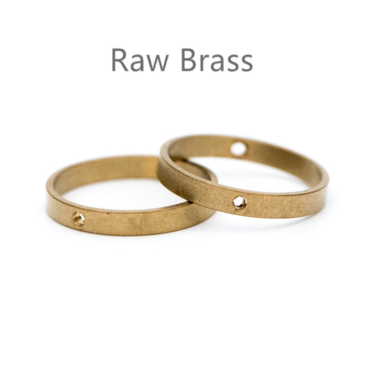 20pcs Raw Brass Round Link Pendants 19mm, Geometric Loop Hoop Charms, Ring with 2 Holes (RB-162)