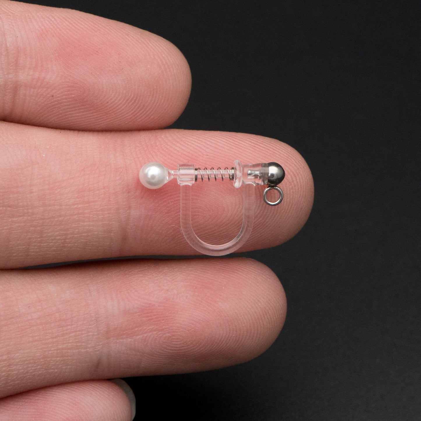 10pcs Resin Clip On Earring Findings, Rhodium plated Brass Earwire, Silver Non Pierced Earrings (GB-670)