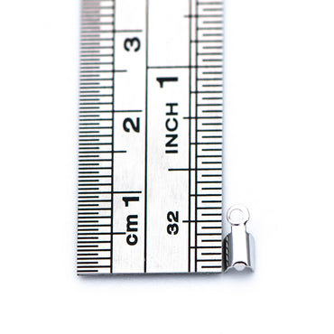 20pcs Silver tone Crimp End Tips, Leather Hemp Cord Chain Ends, 8x3/ 9x4mm, Rhodium plated Brass, Thick and Sturdy (GB-674)