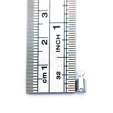 20pcs Silver tone Crimp End Tips, Leather Hemp Cord Chain Ends, 8x3/ 9x4mm, Rhodium plated Brass, Thick and Sturdy (GB-674)