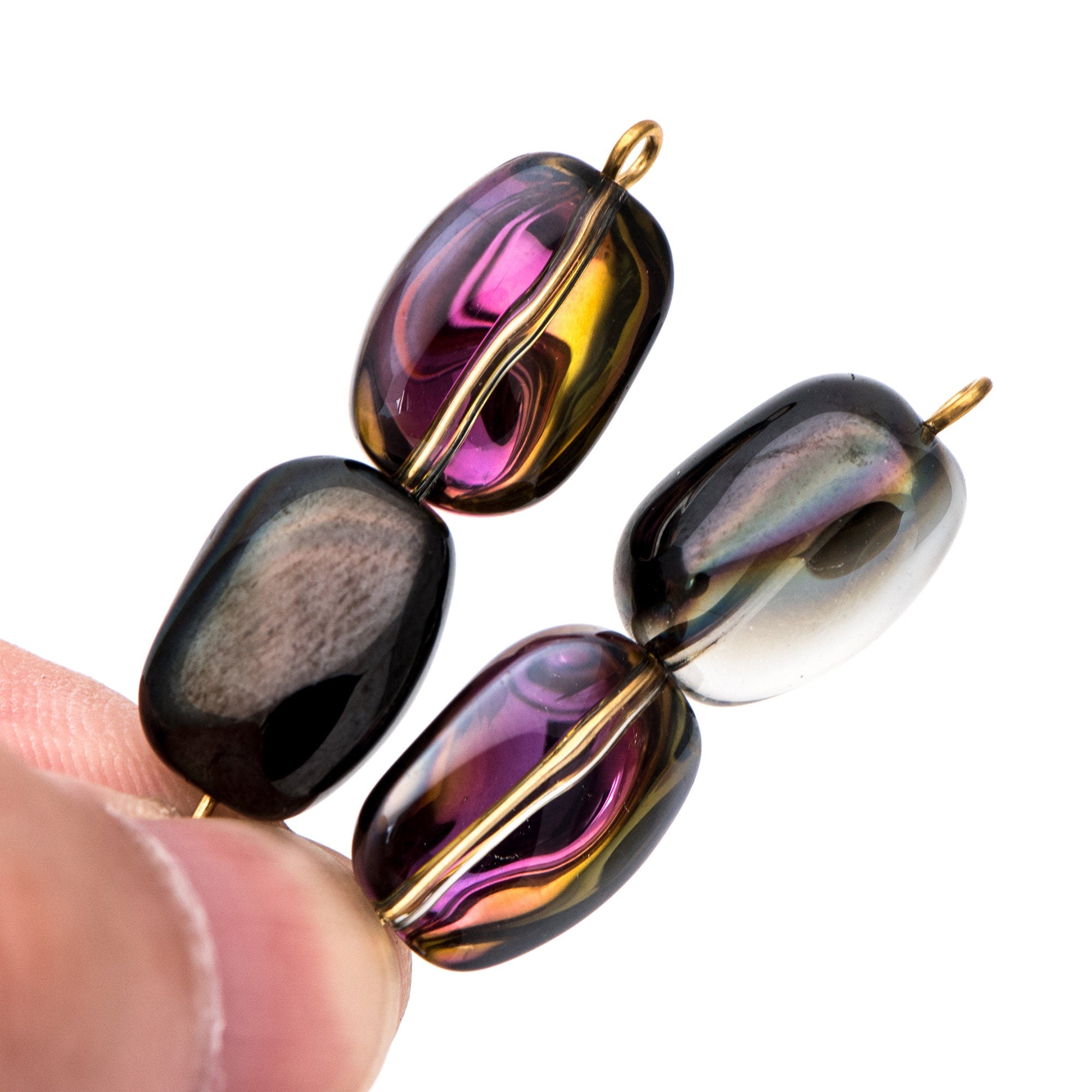 30pcs Faceted Glass Unique Beads, Stone Shaped Crystal beads 15mm, Sparkly Black Rose (GM-035-3)