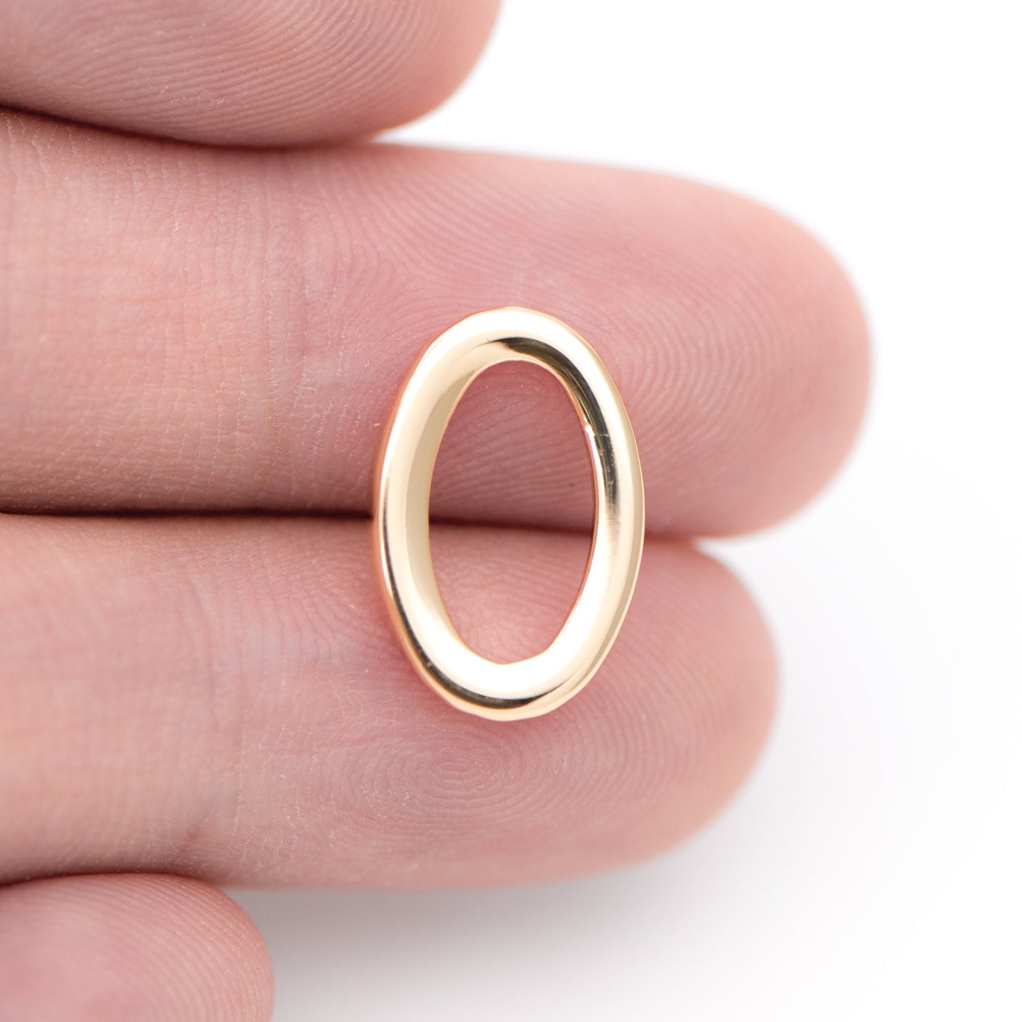 10pcs Gold/ Silver Oval Link Charms 15x10mm, Gold/ Rhodium plated Stainless Steel, Geometric Thick Hoop Connector Pendants (GB-752)