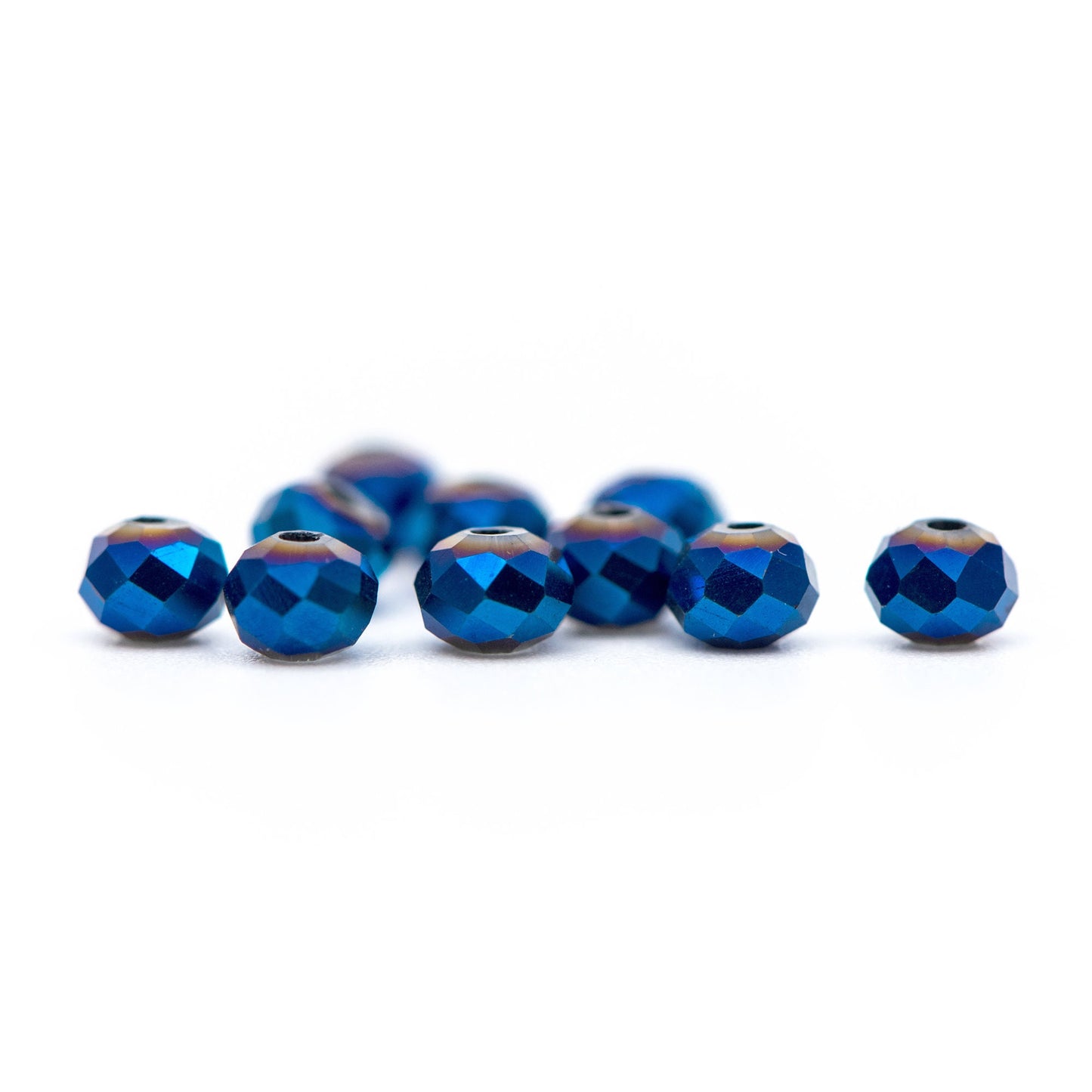Faceted Rondelle Glass Beads 3x4mm Metal Blue -(BZ04-49) / 140Pcs