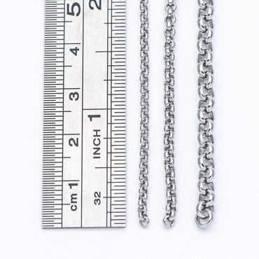 Stainless Steel Chains 2/ 2.5/ 4mm,Round Cable Link Chains, Silver tone DIY Chain Supplies Wholesale, Not Tarnish (#LK-296)/ 1 Meter=3.3 ft