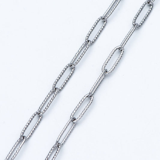 Stainless Steel Oval Link Chain: Silver Tone DIY Jewelry Findings (4x12mm) (LK-295)/ 1 Meter