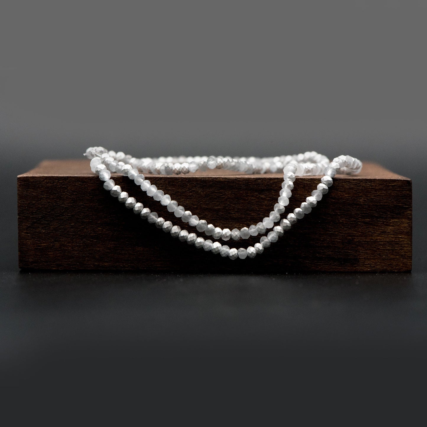 Crystal Glass Rondelle Faceted Tiny beads 3mm, Half Silver Matte (#BZ99-4) (A set of 190 beads)