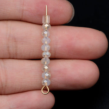 Crystal Rondelle Faceted Glass beads 3x4mm Opal Champagne -(BZ04-70)/ 145pcs