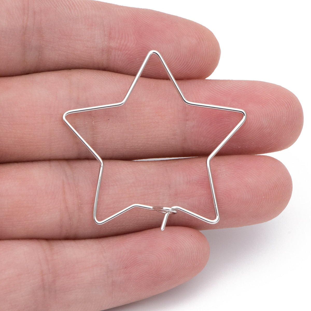 10pcs Gold/ Silver tone Star Earring Hoops 34mm, Gold/ Rhodium plated Brass, Geometric Ear Wire, Threader Earring Components (GB-698-C)