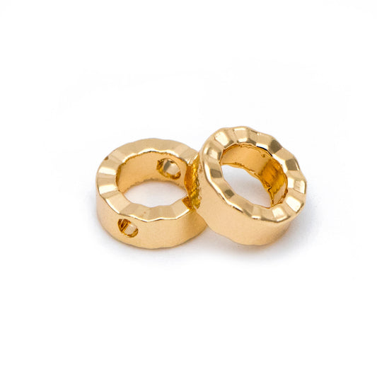 20pcs Gold plated Brass Ring Charms 6mm, Geometric Round Hoop with 2 Holes, Circle Connector Pendants (GB-816-1)