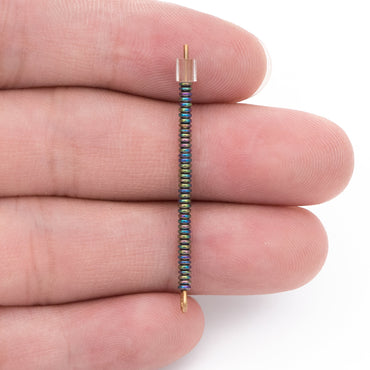 500pcs Hematite Seed Beads, Delicate Rondelle Spacer Beads 2x1mm, Metal Color Blue Green (#V6093-4)