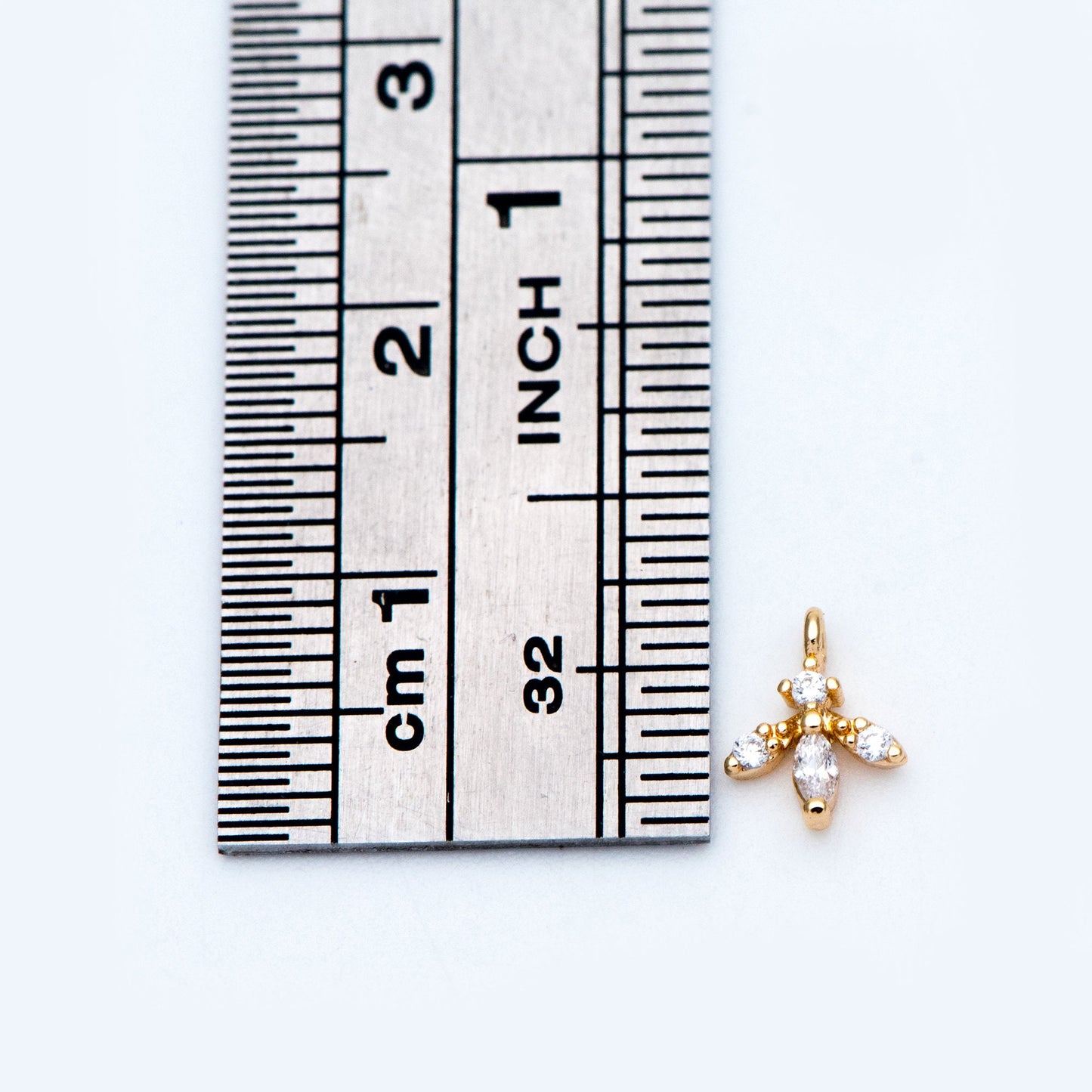 10pcs CZ Pave Gold Leaf Charms 8x6mm, Mini Flower Pendants (GB-1762-C)