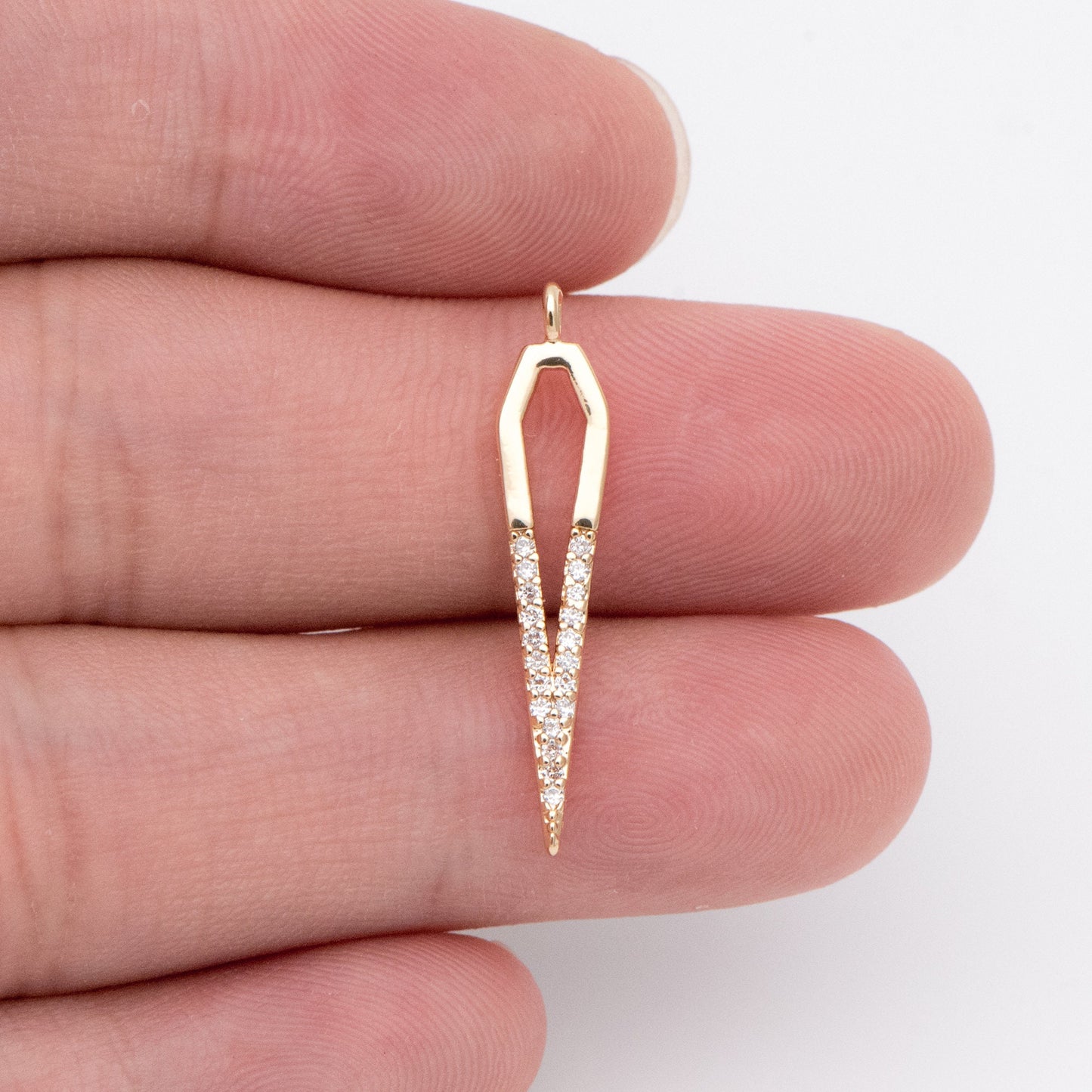 4pcs CZ Pave Bar Charm,Drop Charm, Arrowhead Charm, 27mm (GB-739)