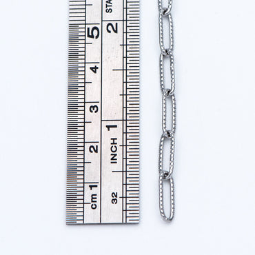 Stainless Steel Oval Link Chain: Silver Tone DIY Jewelry Findings (4x12mm) (LK-295)/ 1 Meter