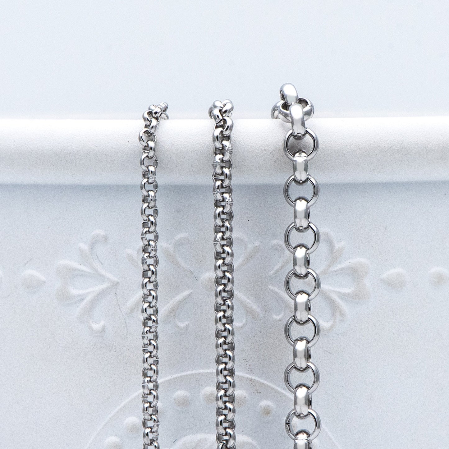 Stainless Steel Chains 2/ 2.5/ 4mm,Round Cable Link Chains, Silver tone DIY Chain Supplies Wholesale, Not Tarnish (#LK-296)/ 1 Meter=3.3 ft