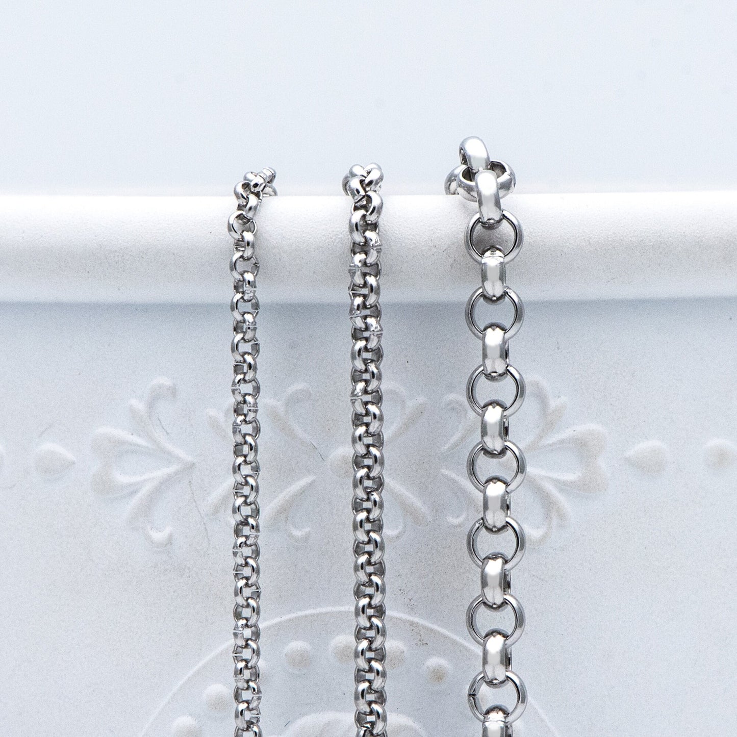 Stainless Steel Chains 2/ 2.5/ 4mm,Round Cable Link Chains, Silver tone DIY Chain Supplies Wholesale, Not Tarnish (#LK-296)/ 1 Meter=3.3 ft