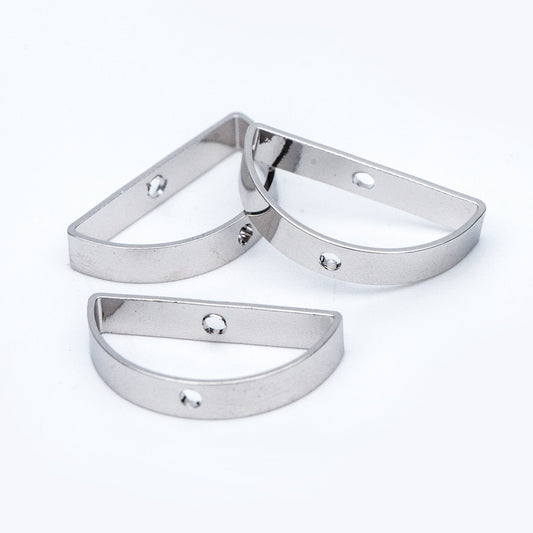 10pcs Gold/ Silver tone Semicircle Link Pendants 21x11mm, Gold/ Rhodium plated Brass, Geometric Half Moon Charms with 2 Holes (GB-791)