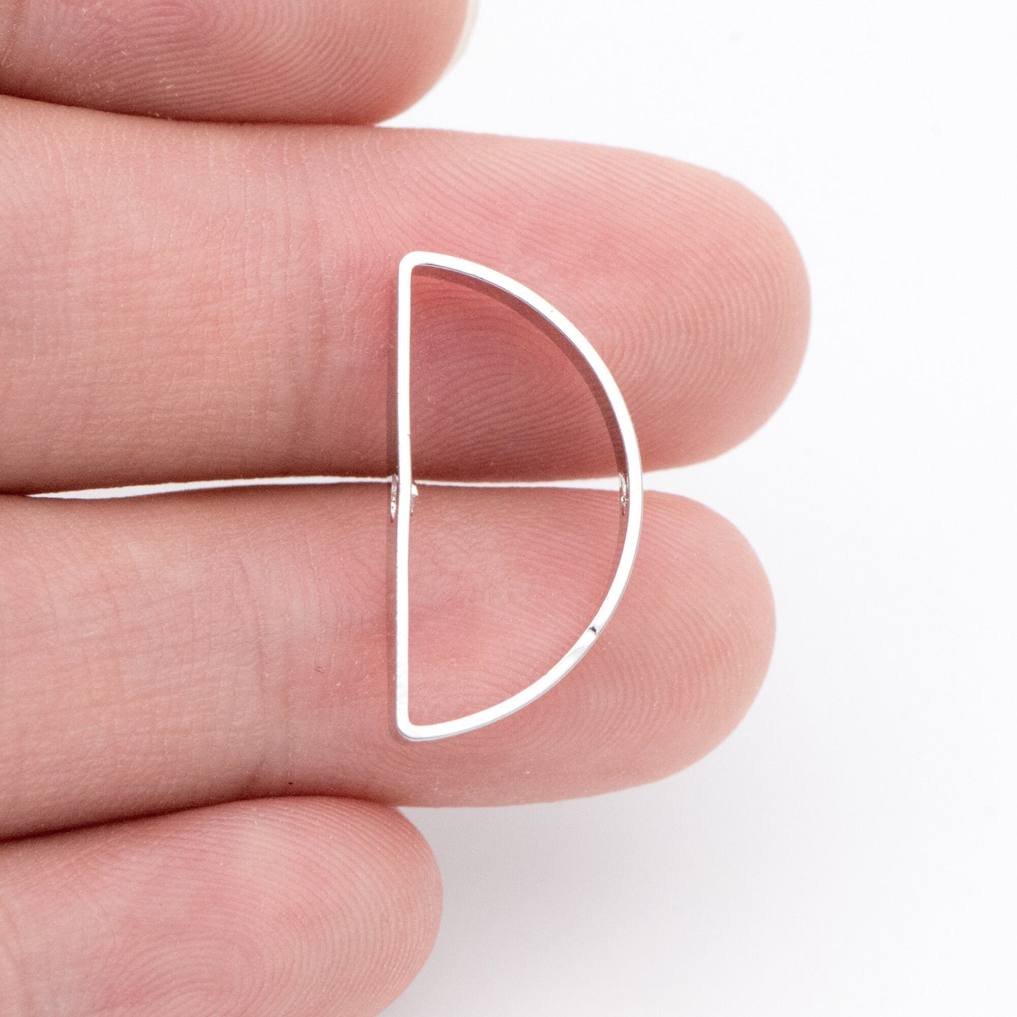 10pcs Gold/ Silver tone Semicircle Link Pendants 21x11mm, Gold/ Rhodium plated Brass, Geometric Half Moon Charms with 2 Holes (GB-791)