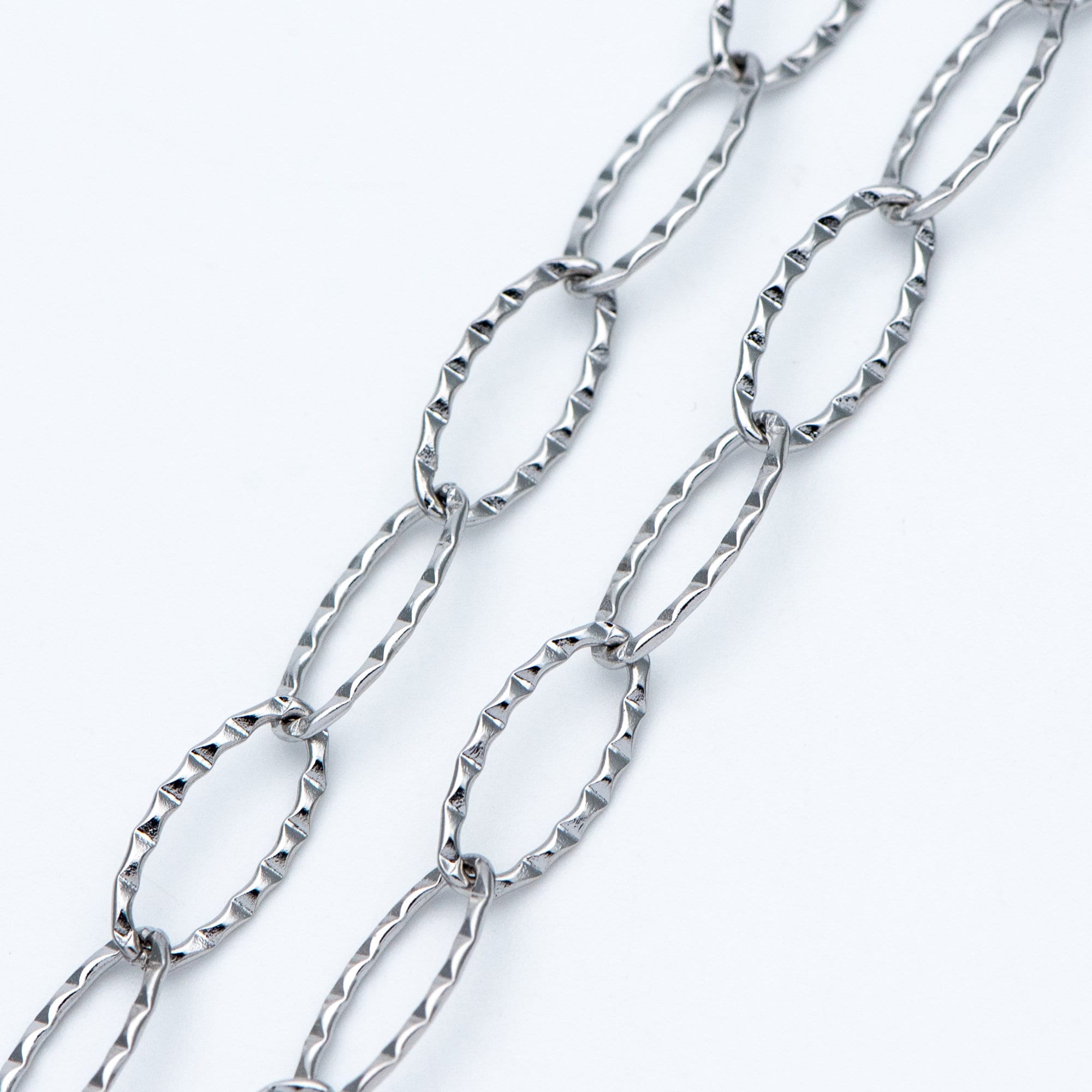 Stainless Steel Long Oval Chains, Silver tone Link 15x7mm, Craft DIY Chain Findings Wholesale (#LK-300)/ 1 Meter=3.3 ft