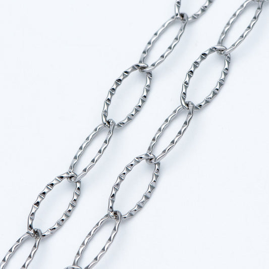 Stainless Steel Long Oval Chains, Silver tone Link 15x7mm, Craft DIY Chain Findings Wholesale (#LK-300)/ 1 Meter=3.3 ft