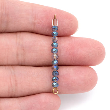 125pcs Crystal Glass Faceted Rondelle Tiny beads 2x3mm, Sparkly Blue (#BZ03-73)