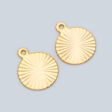 10pcs Gold Round Disc Charms 9mm, 18K Gold plated Brass Disk Pendants (GB-3274-A)
