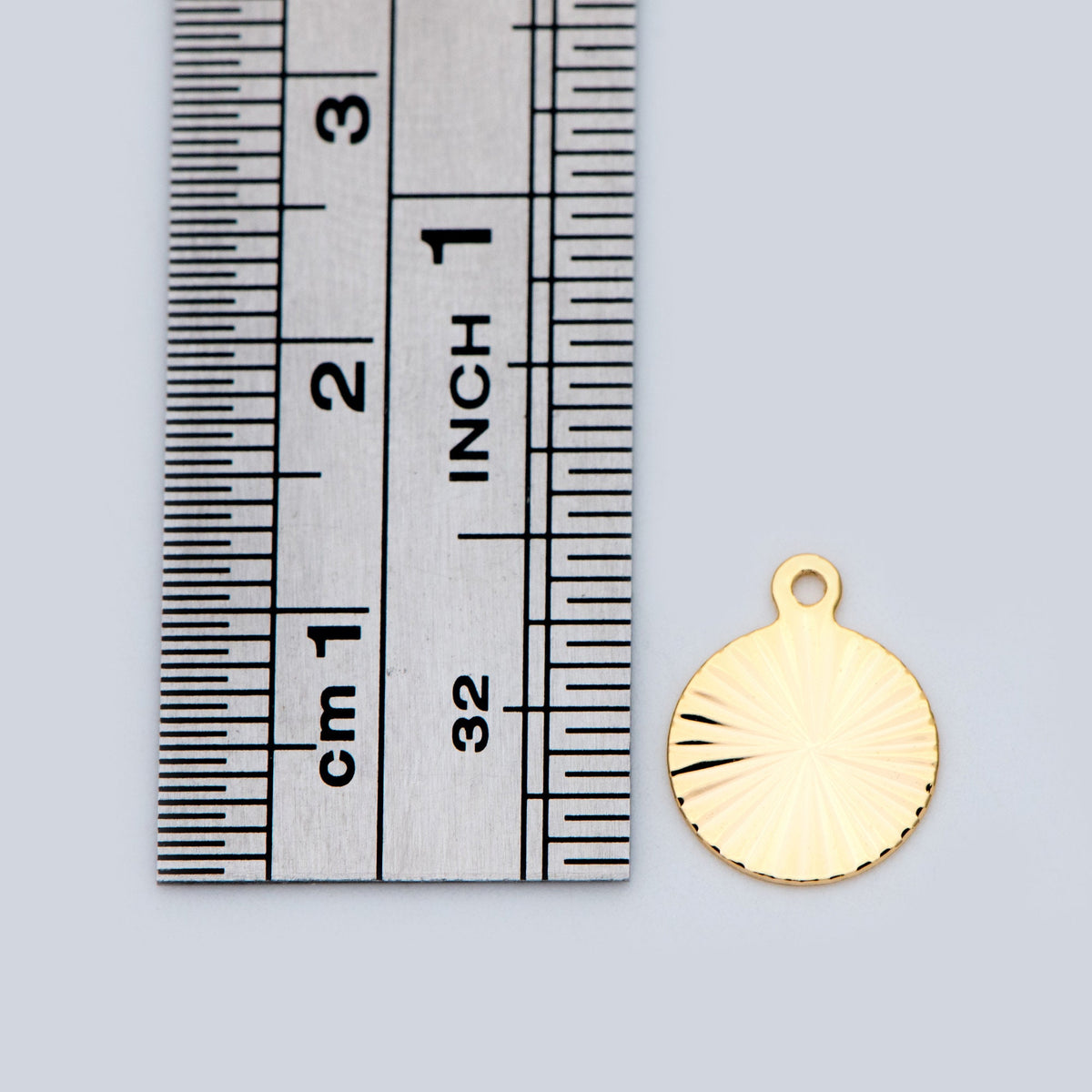 10pcs Gold Round Disc Charms 9mm, 18K Gold plated Brass Disk Pendants (GB-3274-A)
