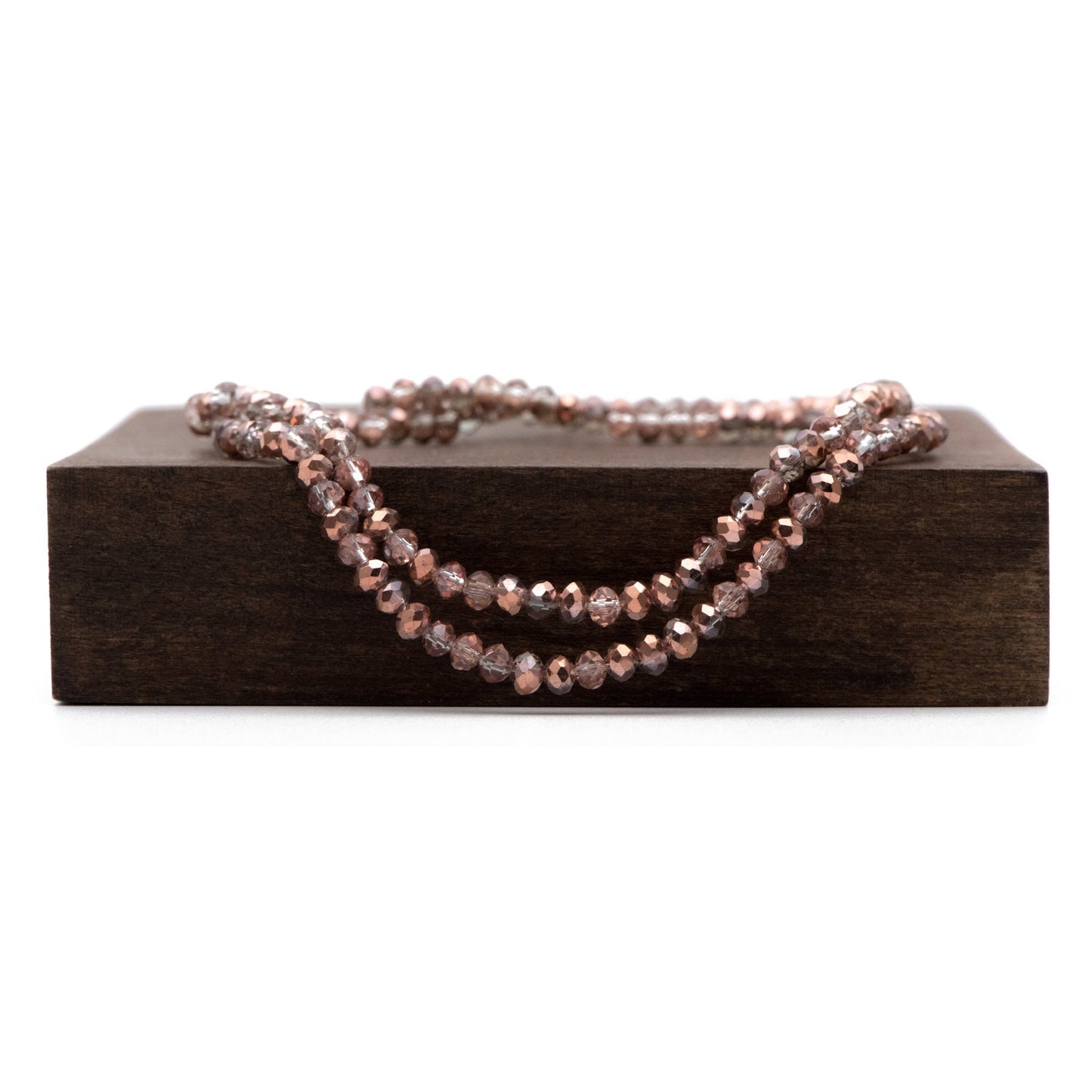 145pcs Crystal Glass Faceted Rondelle Glass Beads 3x4mm, clear half copper (BZ04-178)