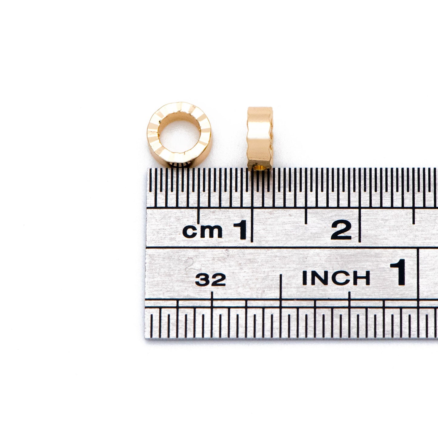 20pcs Gold plated Brass Ring Charms 6mm, Geometric Round Hoop with 2 Holes, Circle Connector Pendants (GB-816-1)