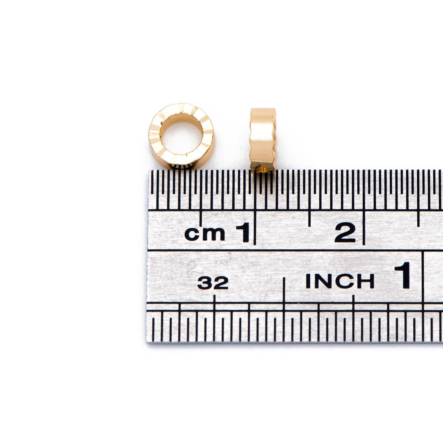 20pcs Gold plated Brass Ring Charms 6mm, Geometric Round Hoop with 2 Holes, Circle Connector Pendants (GB-816-1)