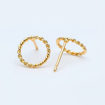 10pcs Gold/ Silver Circle Ear Posts 10mm, 18K Gold/ Rhodium plated Brass, Geometric Ring Stud Earrings (#GB-939)